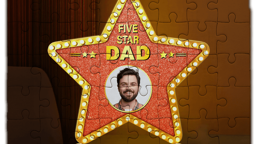 Personalizowane puzzle five star dad dla taty na Dzień Ojca