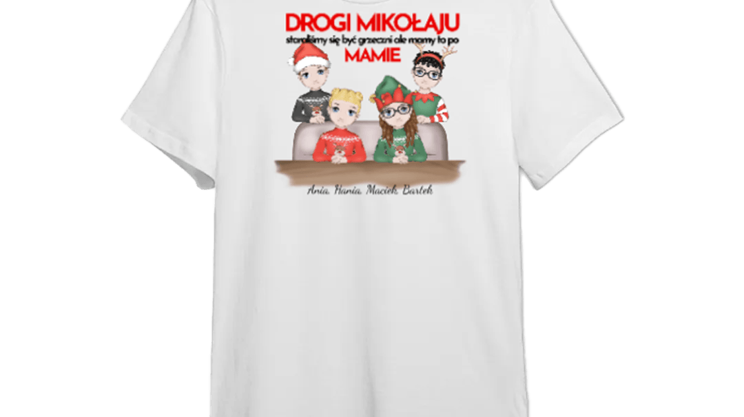 Personalizowana Koszulka - Drogi Mikołaju staraliśmy się być grzeczni