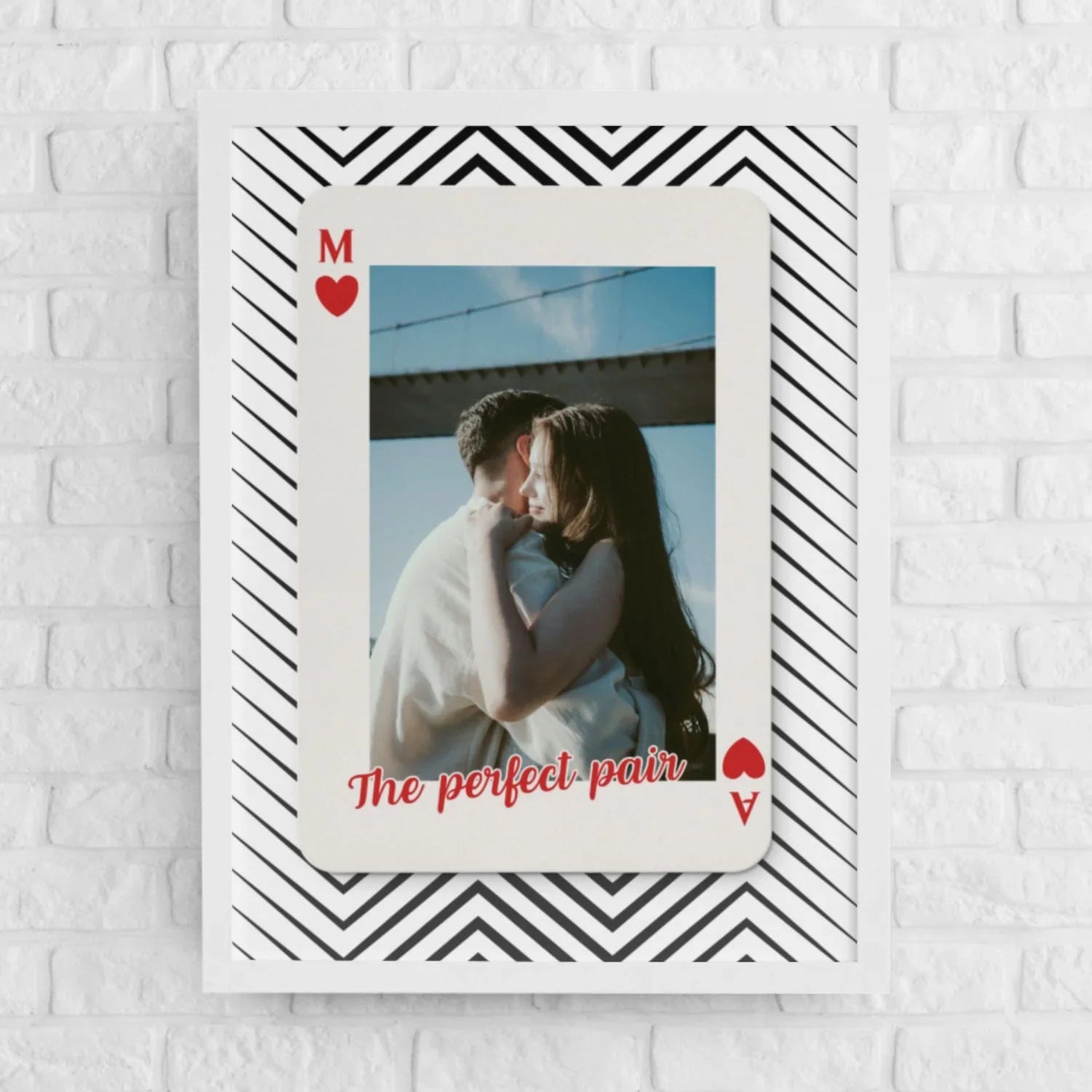 Personalizowany prezent w formie karty do gry z zdjęciem pary i napisem 'The perfect pair'