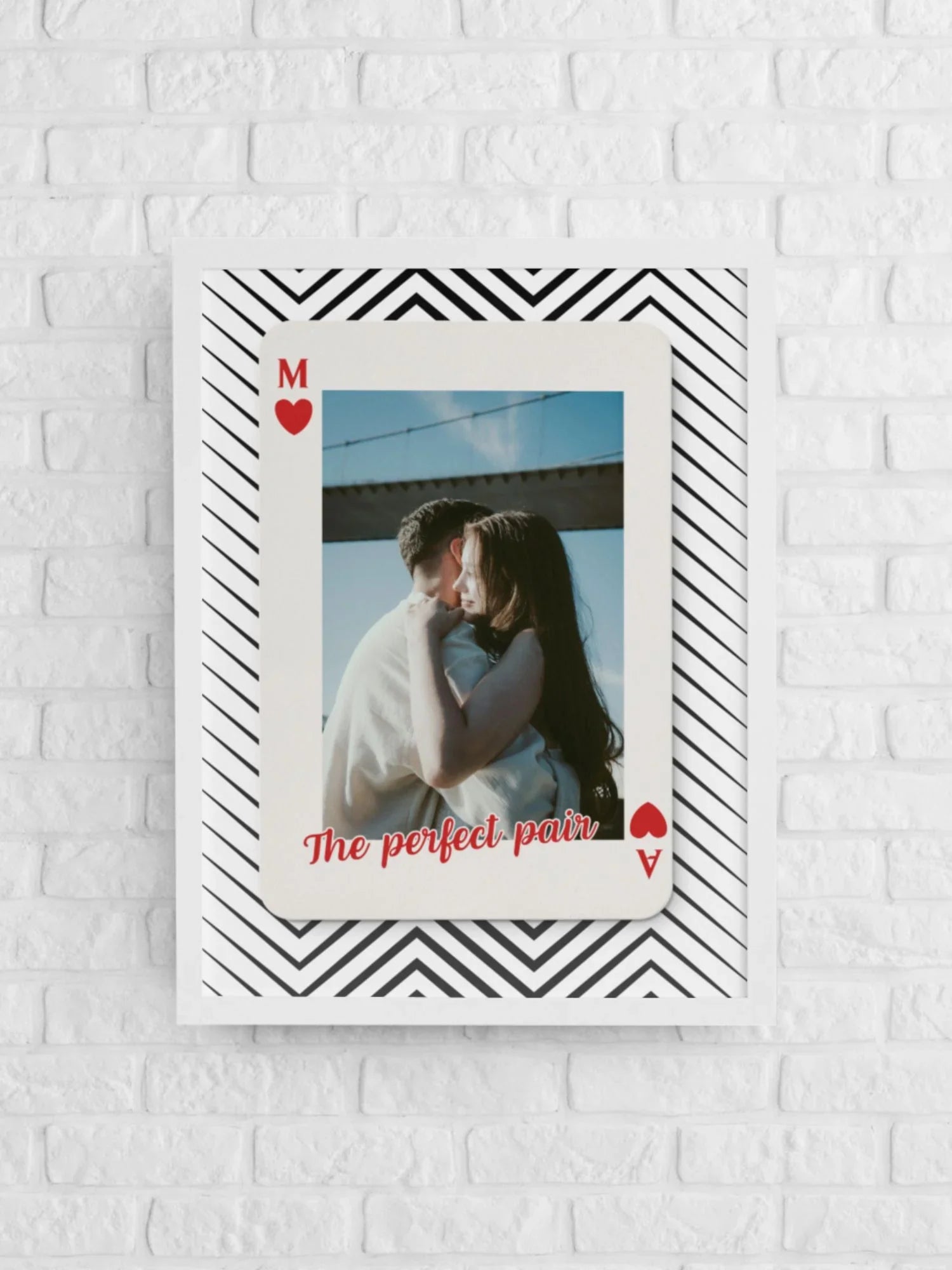 Personalizowany prezent w formie karty do gry z zdjęciem pary i napisem 'The perfect pair'