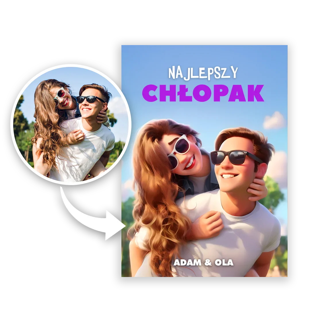 Personalizowany prezent z napisem 'Najlepszy Chłopak' i imionami Adam & Ola, idealny prezent dla bliskiej osoby