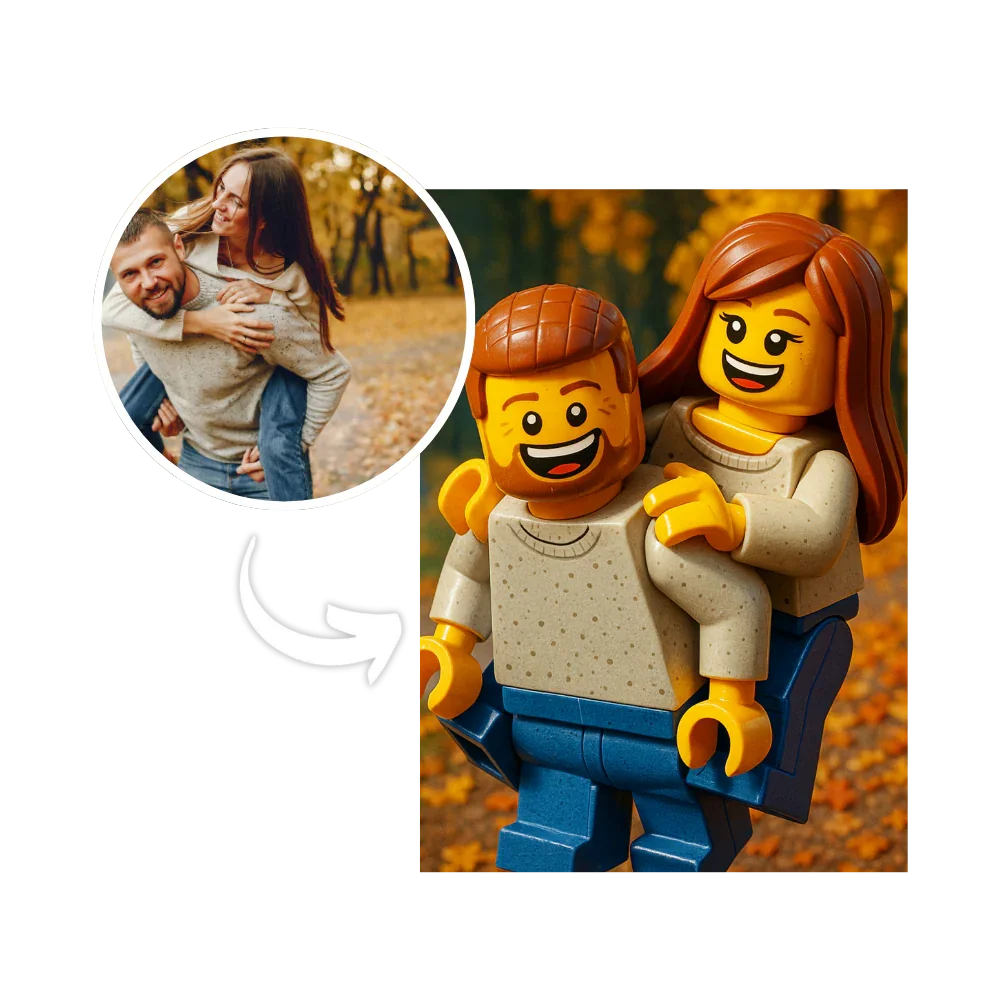 Personalizowany prezent LEGO – para w stylu klocków z Twojego zdjęcia, idealny prezent dla bliskich