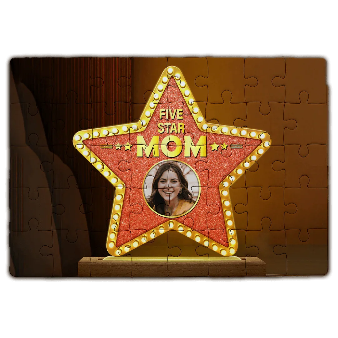 Personalizowany puzzle z gwiazdą 'Five Star Mom' i zdjęciem – idealny prezent dla mamy