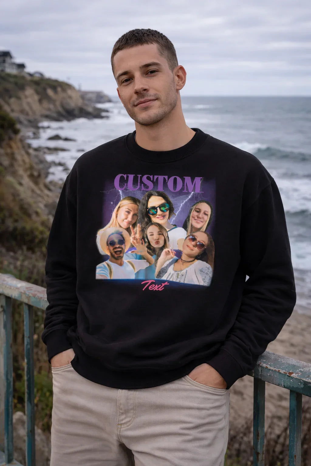 Personalizowany sweter z nadrukiem zdjęć grupy przyjaciół, idealny prezent na każdą okazję