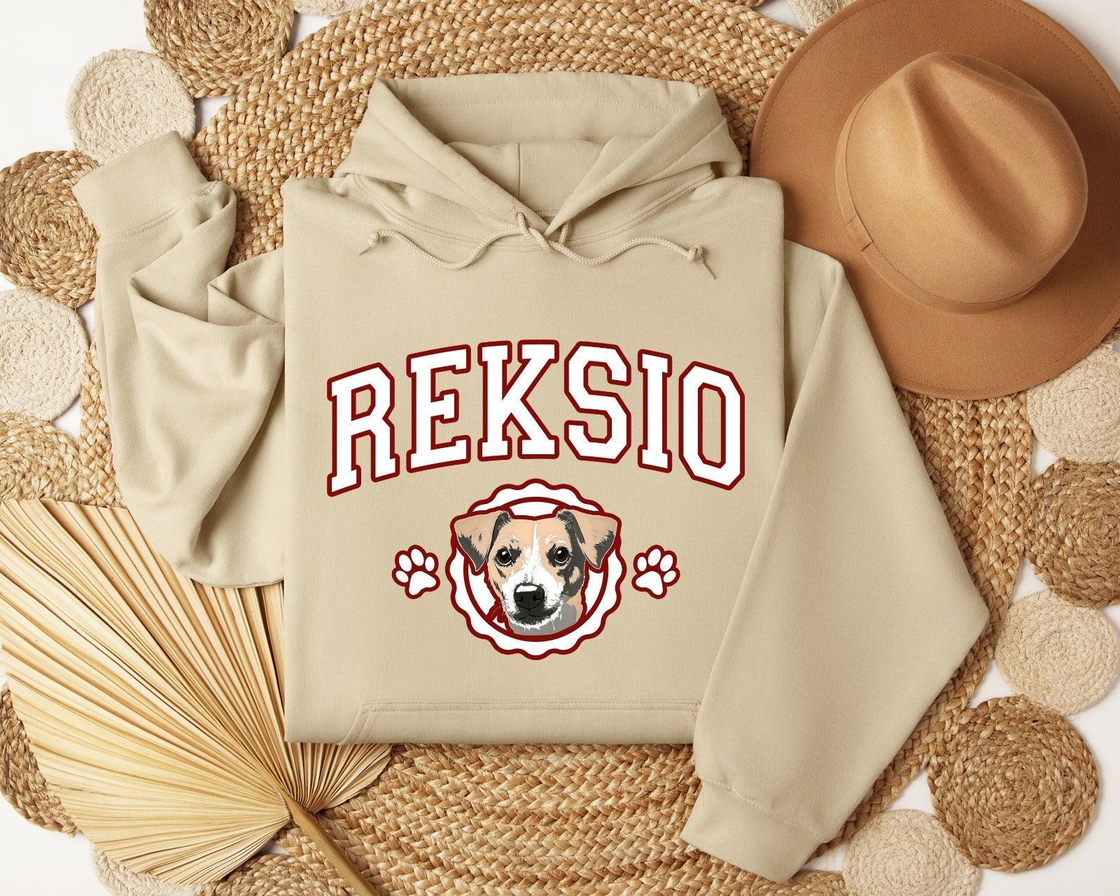 Personalizowany sweter z imieniem psa Reksio i grafiką łap