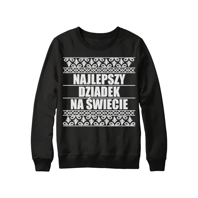 Czarny sweter z napisem Najlepszy Dziadek na Świecie, idealny prezent personalizowany dla dziadka