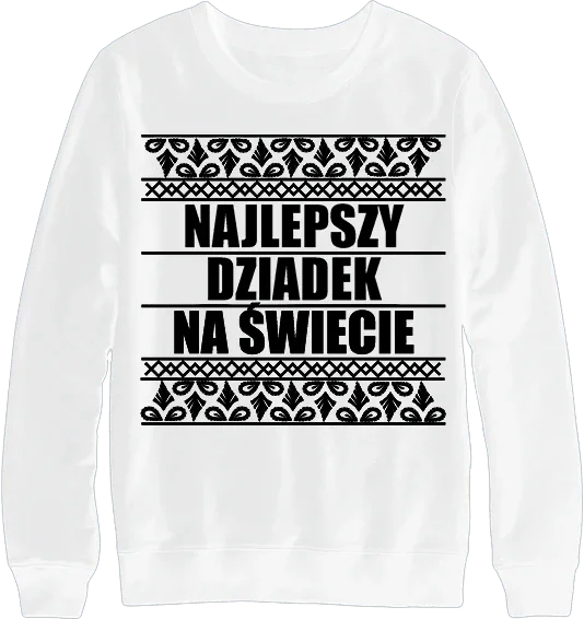 Biały sweter z napisem 'Najlepszy Dziadek na Świecie' – idealny personalizowany prezent dla dziadka