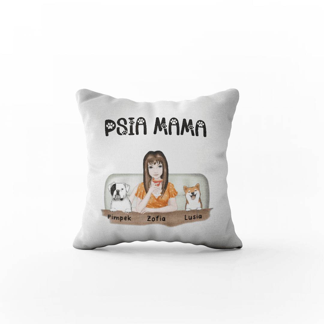 Poduszka Personalizowana - Psia Mama - dla miłośniczki Psów - Mejkmi - Personalizowane Prezenty Dla Twoich Bliskich!