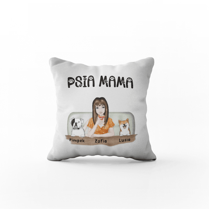 Poduszka Personalizowana - Psia Mama - dla miłośniczki Psów - Mejkmi - Personalizowane Prezenty Dla Twoich Bliskich!