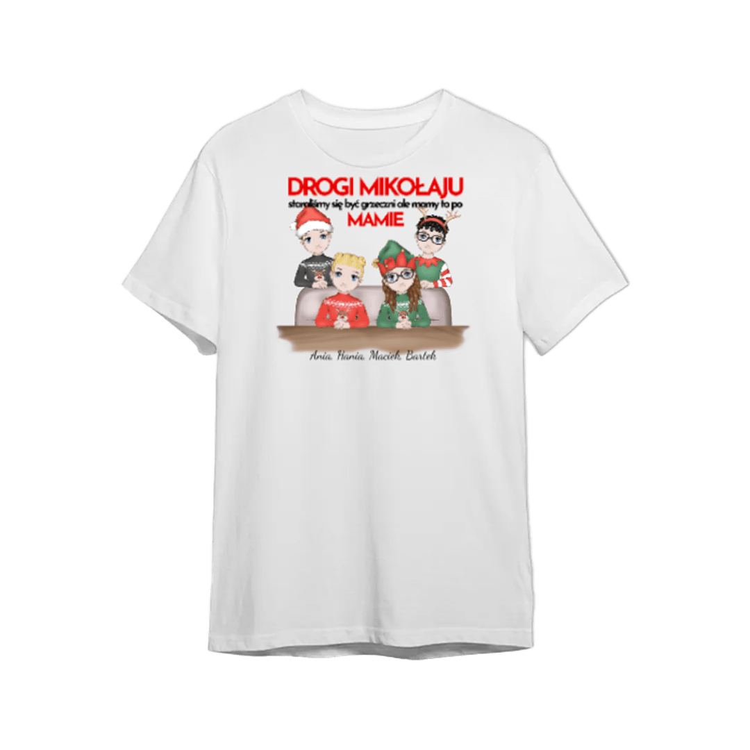 Personalizowana Koszulka - Drogi Mikołaju staraliśmy się być grzeczni - Mejkmi - Personalizowane Prezenty Dla Twoich Bliskich!