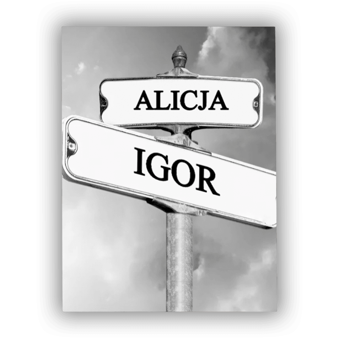 Personalizowany Obraz na płótnie dla dziewczyny - znak drogowy - Mejkmi - Personalizowane Prezenty Dla Twoich Bliskich!