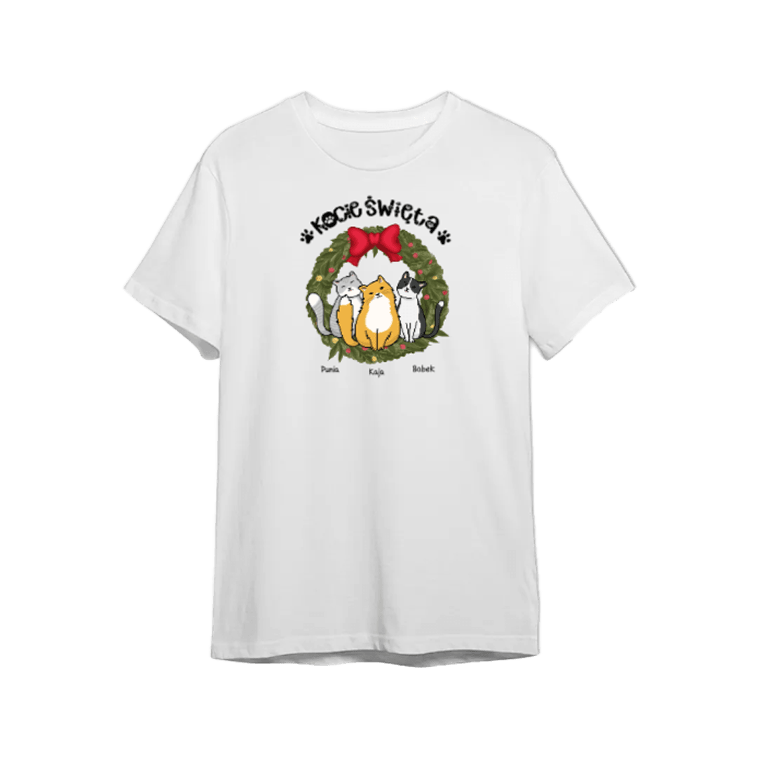 Personalizowana Koszulka - Kocie święta (do 3 kotów) - Mejkmi - Personalizowane Prezenty Dla Twoich Bliskich!
