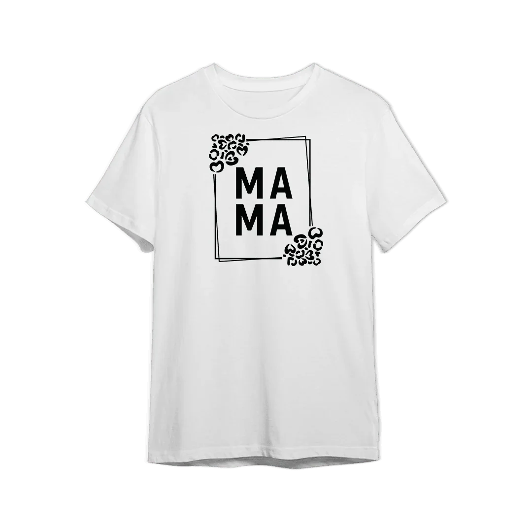 Biała koszulka z napisem MAMA w ramce z sercami, idealny prezent personalizowany dla mamy