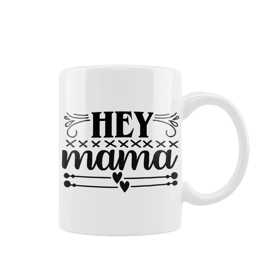 Biała filiżanka z napisem Hey mama, idealny personalizowany prezent dla mamy