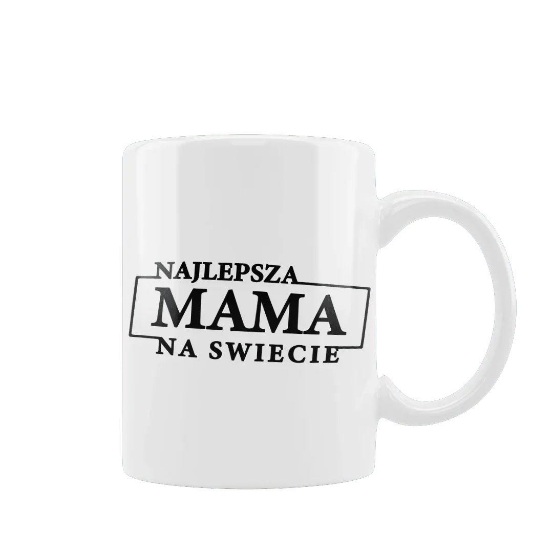 Biała filiżanka z napisem Najlepsza Mama na świecie, idealny personalizowany prezent dla mamy