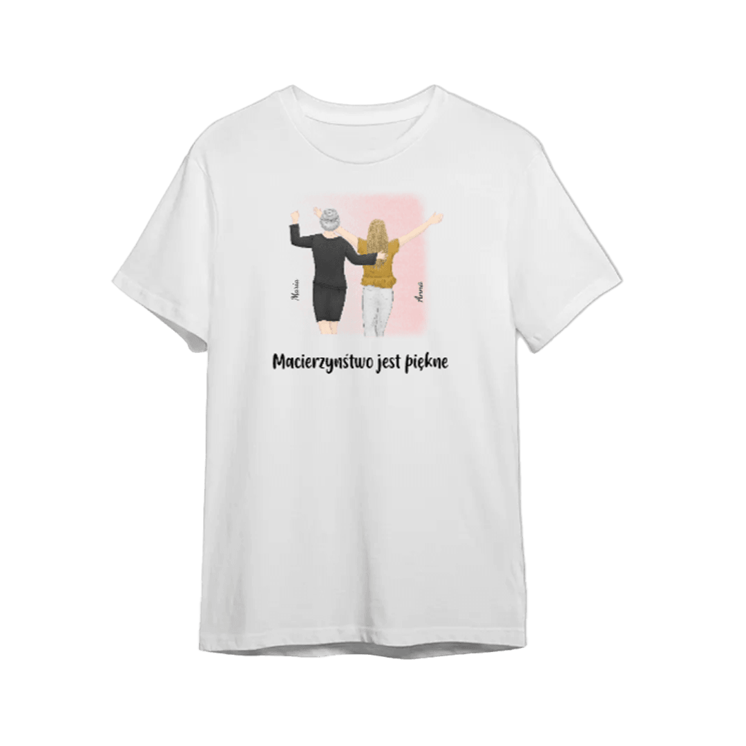 Personalizowana Koszulka - Macierzyństwo jest piękne na dzień matki - Mejkmi - Personalizowane Prezenty Dla Twoich Bliskich!