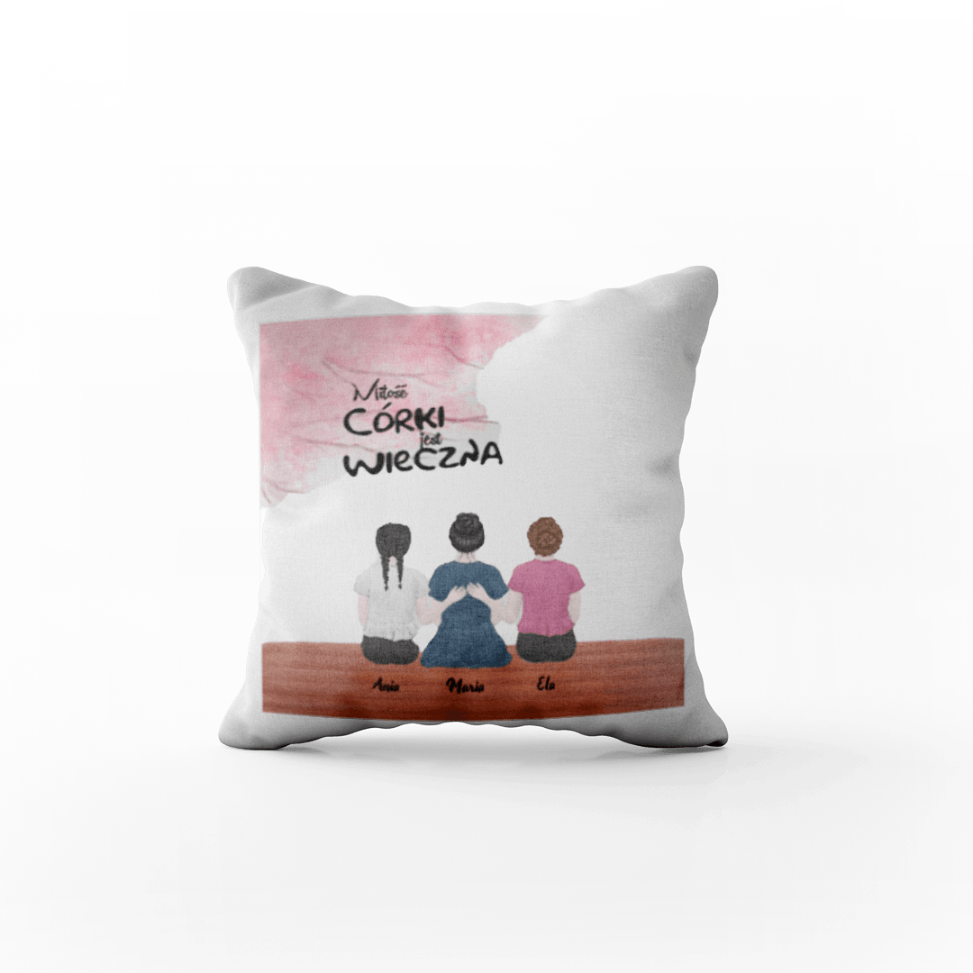 Personalizowana Poduszka - Miłość córki jest wieczna - dzień matki - Mejkmi - Personalizowane Prezenty Dla Twoich Bliskich!