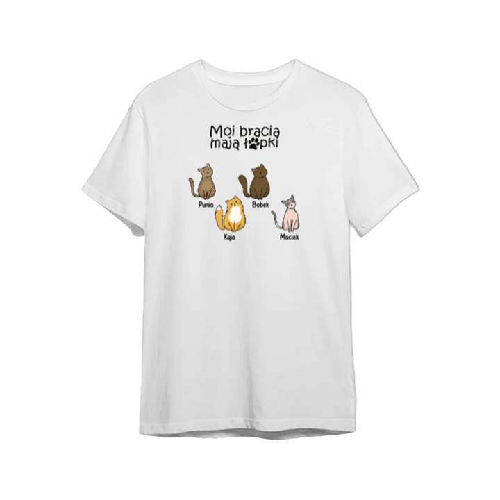 Koszulka Personalizowana - Moi bracia mają łapki - dla wielbicieli zwierząt - Mejkmi - Personalizowane Prezenty Dla Twoich Bliskich!