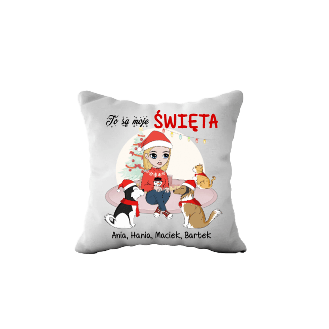 Personalizowana Poduszka - To są moje święta z pieskami - Mejkmi - Personalizowane Prezenty Dla Twoich Bliskich!