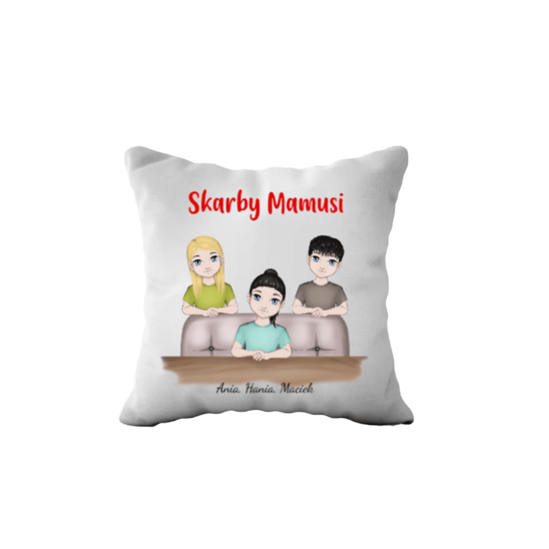 Personalizowana Poduszka - Skarby Mamusi - wyjątkowy prezent dla Mamy - Mejkmi - Personalizowane Prezenty Dla Twoich Bliskich!
