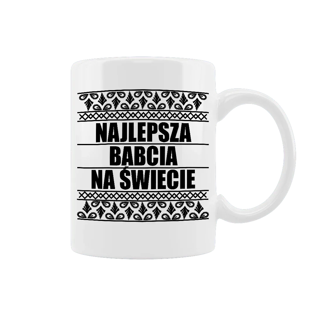 Biała filiżanka z napisem Najlepsza Babcia na Świecie, idealny prezent dla babci