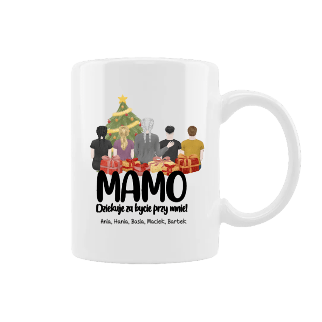 Personalizowany Kubek - Mamo dziękuje za bycie przy mnie święta - Mejkmi - Personalizowane Prezenty Dla Twoich Bliskich!