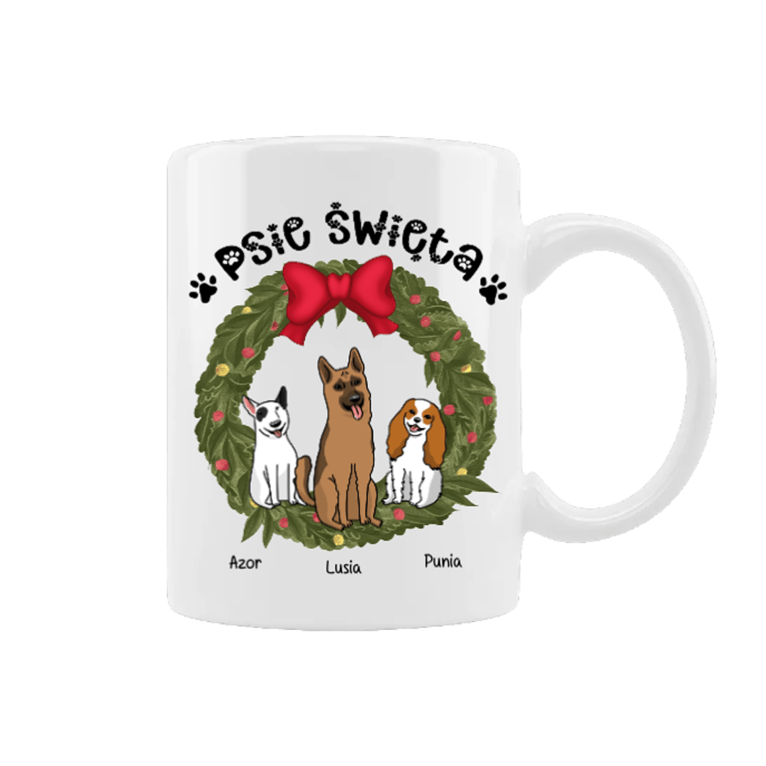 Personalizowany kubek - Psie święta (do 3 psów) - Mejkmi - Personalizowane Prezenty Dla Twoich Bliskich!
