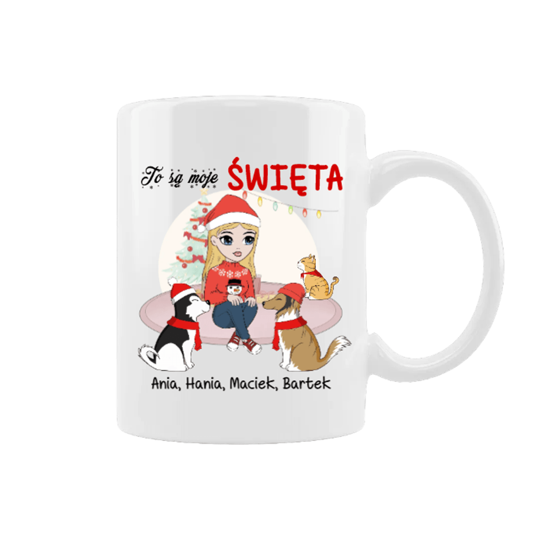 Personalizowany Kubek - "To są moje święta z pieskami" - Mejkmi - Personalizowane Prezenty Dla Twoich Bliskich!