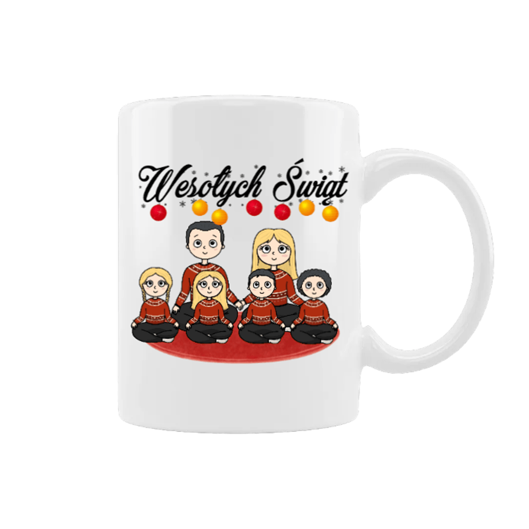Personalizowany kubek - Wesołych świąt (do 6 osób) - Mejkmi - Personalizowane Prezenty Dla Twoich Bliskich!