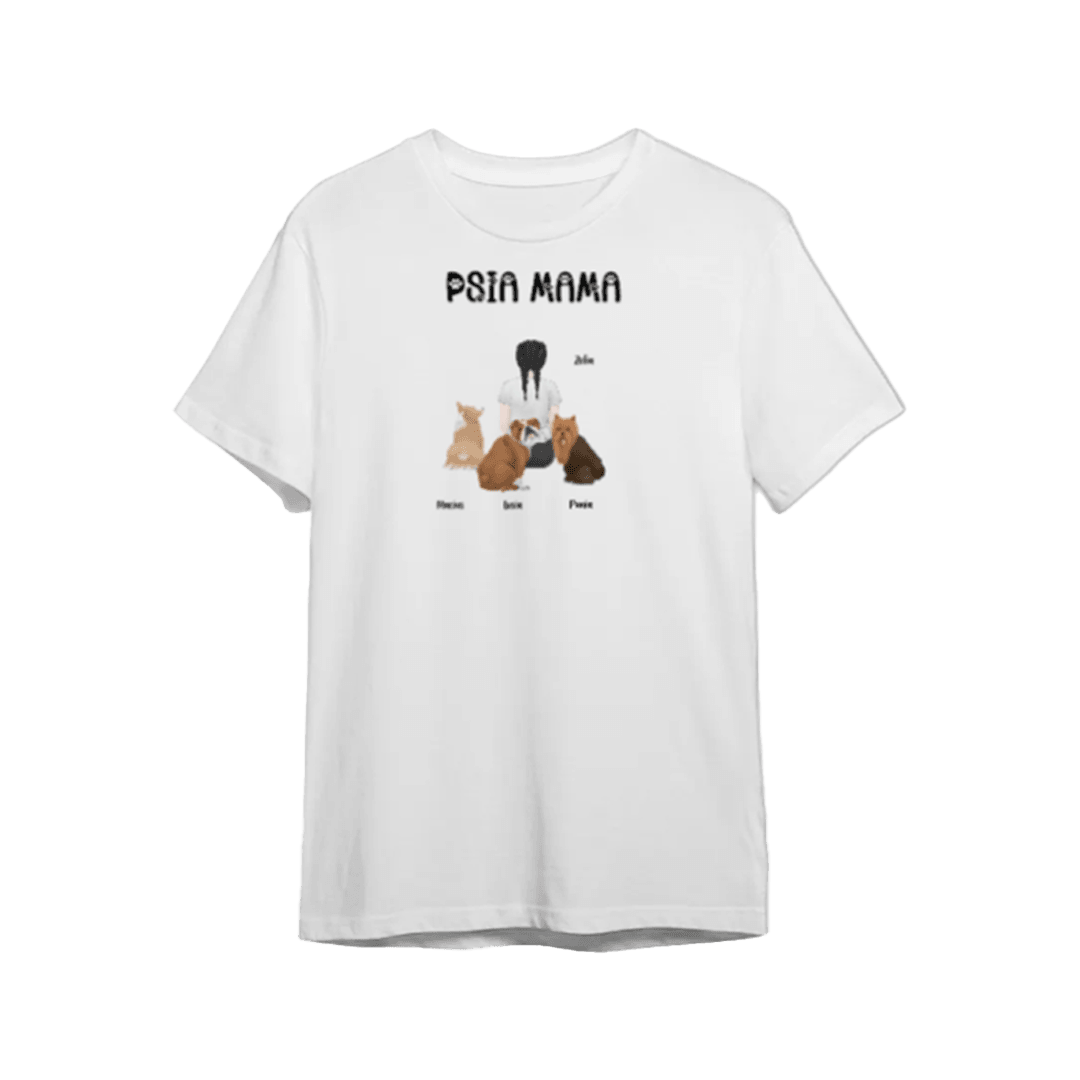 Personalizowana Koszulka - Psia mama (Od 1 do 4 psów) - Mejkmi - Personalizowane Prezenty Dla Twoich Bliskich!