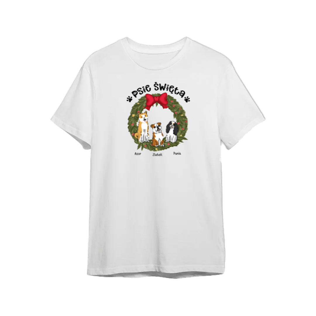 Personalizowana Koszulka - Psie święta (do 3 psów) - Mejkmi - Personalizowane Prezenty Dla Twoich Bliskich!
