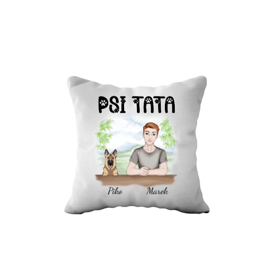 Poduszka personalizowana -Psi Tata - Mejkmi - Personalizowane Prezenty Dla Twoich Bliskich!