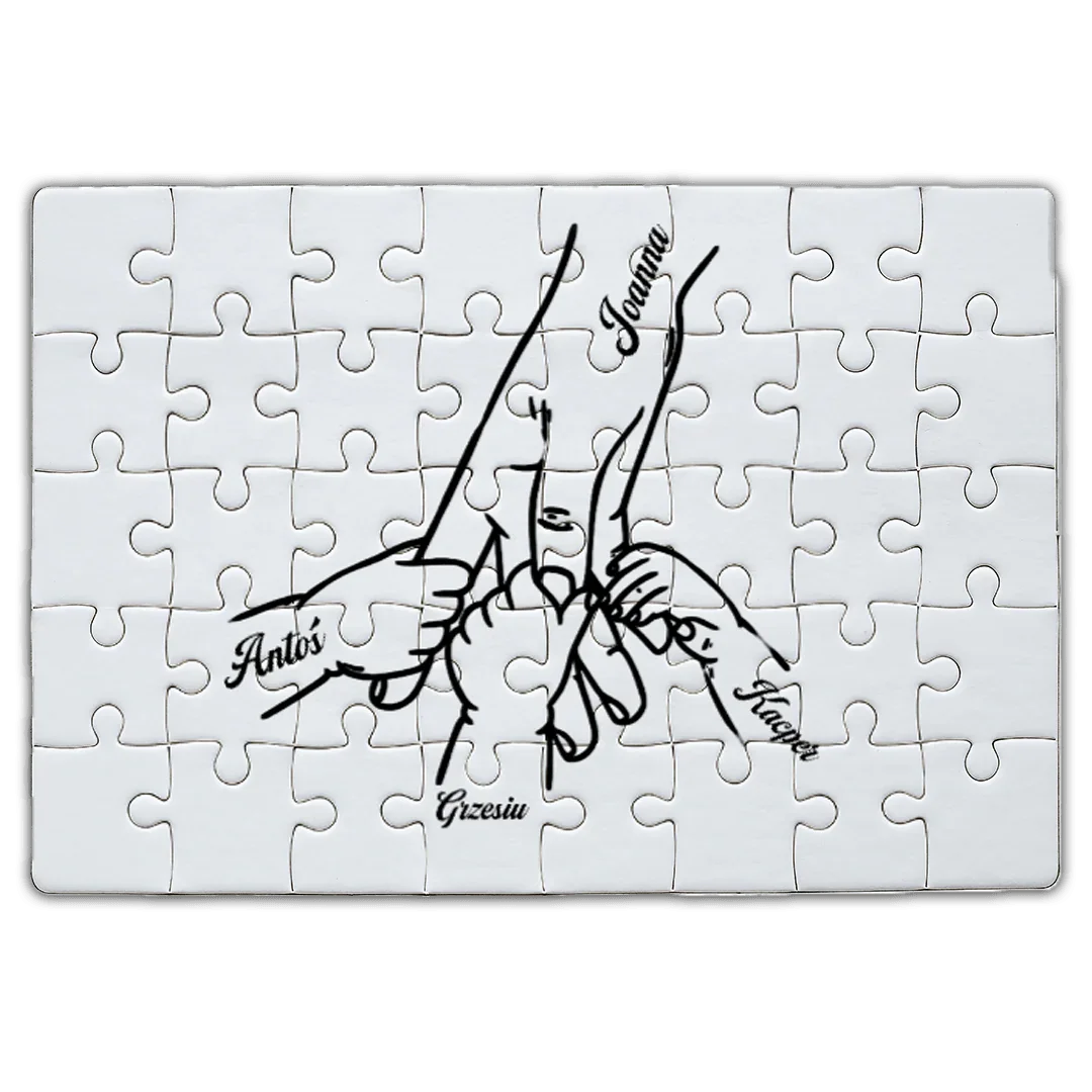 Personalizowany puzzle z imionami i rysunkiem dłoni – idealny prezent na każdą okazję