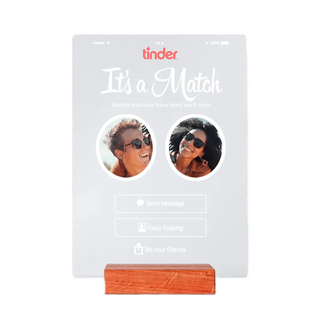 Personalizowany prezent z ekranem 'It's a Match' – idealny prezent dla par, romantyczny i unikalny