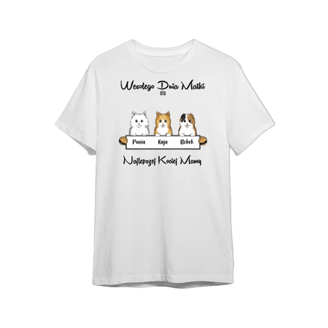 Personalizowana Koszulka - Szczęśliwego Dnia Kociej Matki - Mejkmi - Personalizowane Prezenty Dla Twoich Bliskich!
