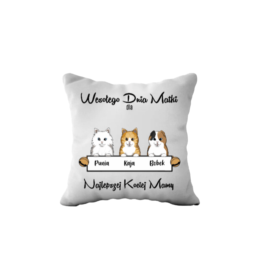 Personalizowana Poduszka - Szczęśliwego Dnia Kociej Matki - Mejkmi - Personalizowane Prezenty Dla Twoich Bliskich!