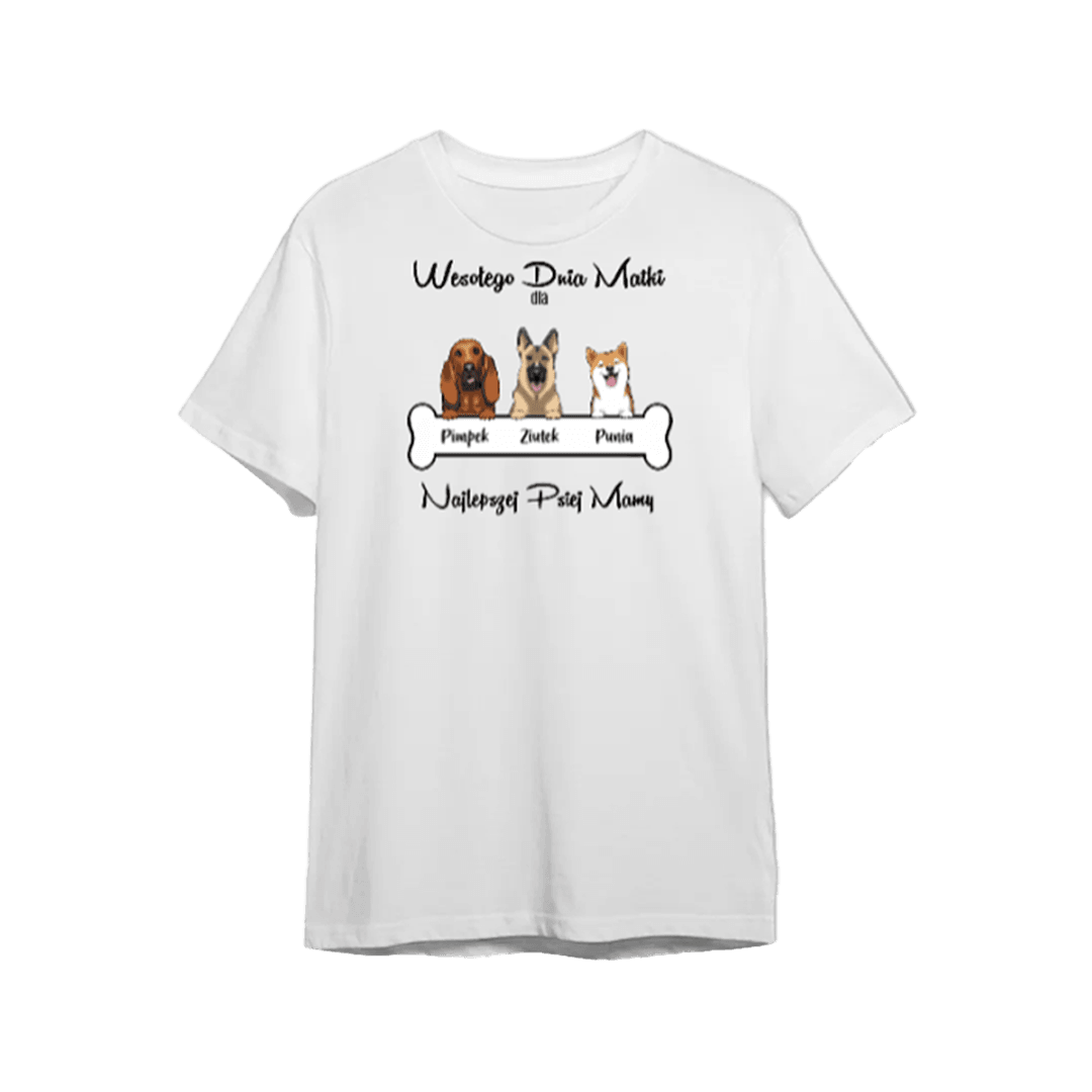Personalizowana Koszulka - Wesołego Dnia Matki dla Najlepszej Psiej Mamy - Mejkmi - Personalizowane Prezenty Dla Twoich Bliskich!