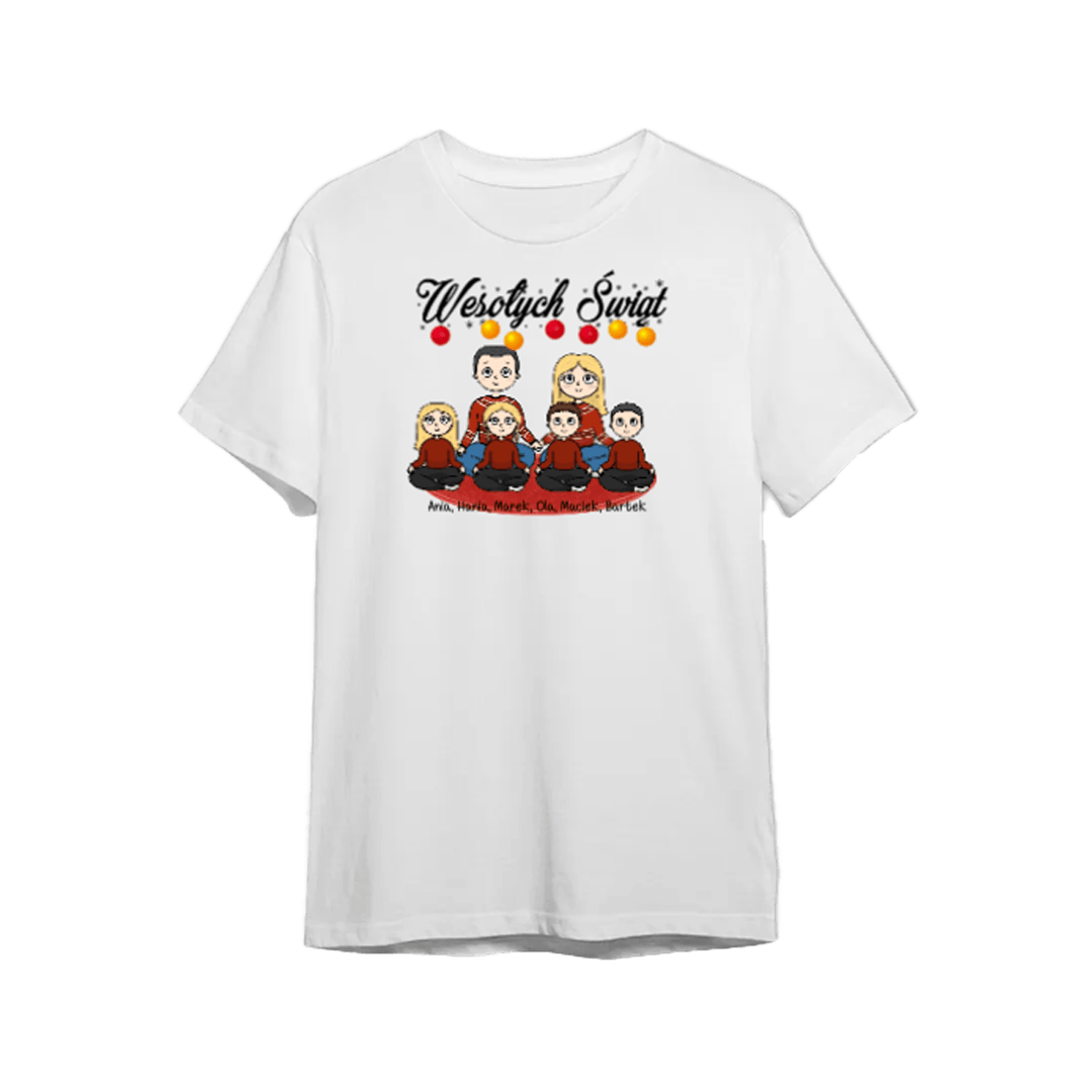 Personalizowana Koszulka - Wesołych Świąt (do 6 osób) - Mejkmi - Personalizowane Prezenty Dla Twoich Bliskich!