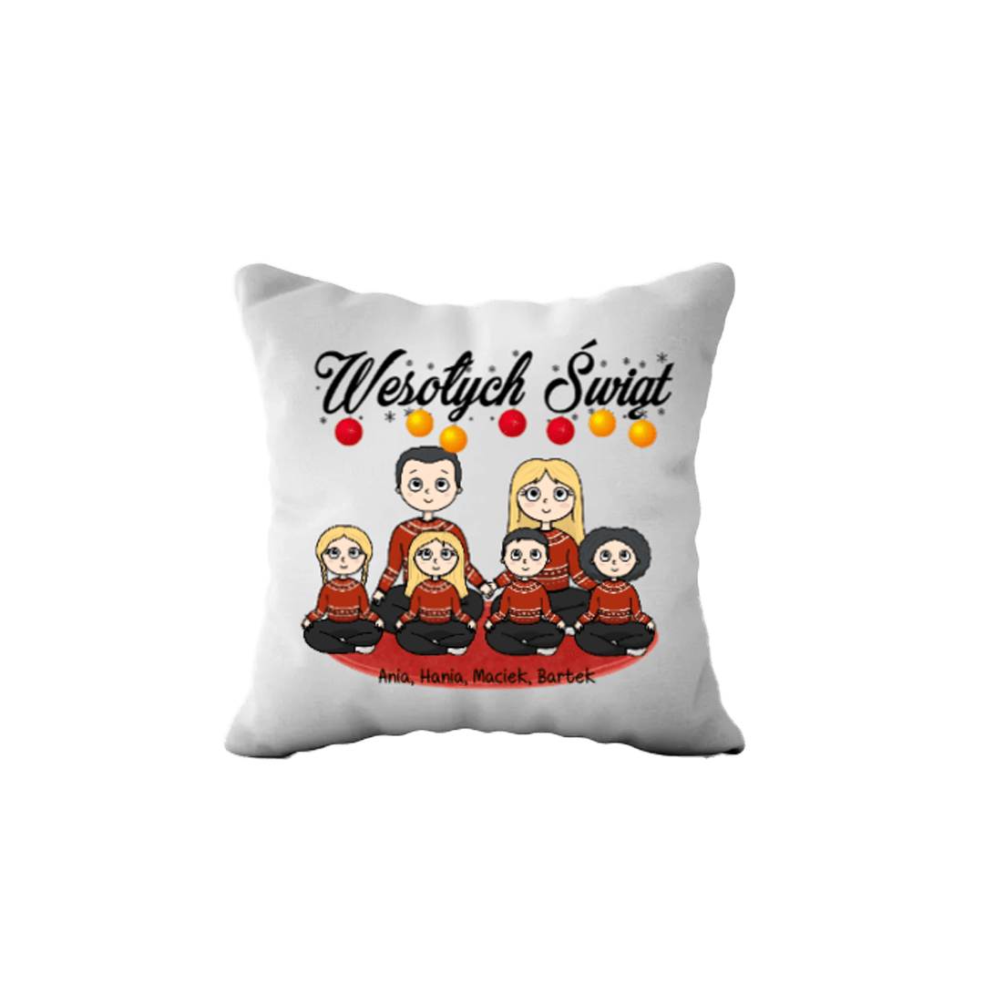 Personalizowana Poduszka - Wesołych świąt (do 6 osób) - Mejkmi - Personalizowane Prezenty Dla Twoich Bliskich!