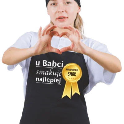 Personalizowany fartuch z napisem 'u Babci smakuje najlepiej' – idealny prezent dla babci