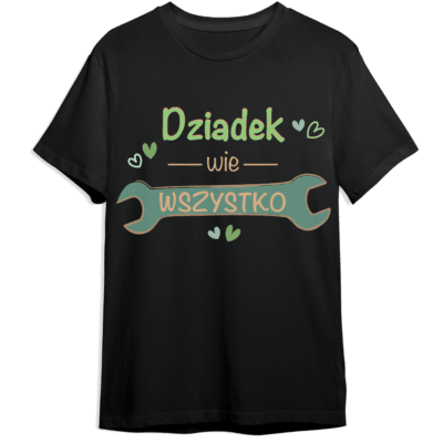 Koszulka DLA DZIADKA - dziadek wie wszystko - Mejkmi - Personalizowane Prezenty Dla Twoich Bliskich!