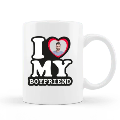 Personalizowany kubek z napisem I love my boyfriend i zdjęciem