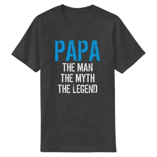 Czarny t-shirt z napisem Papa The Man The Myth The Legend, idealny prezent dla ojca