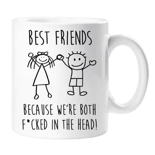 Kubek z napisem 'Best Friends' i rysunkiem przyjaciół – idealny prezent personalizowany dla bliskich