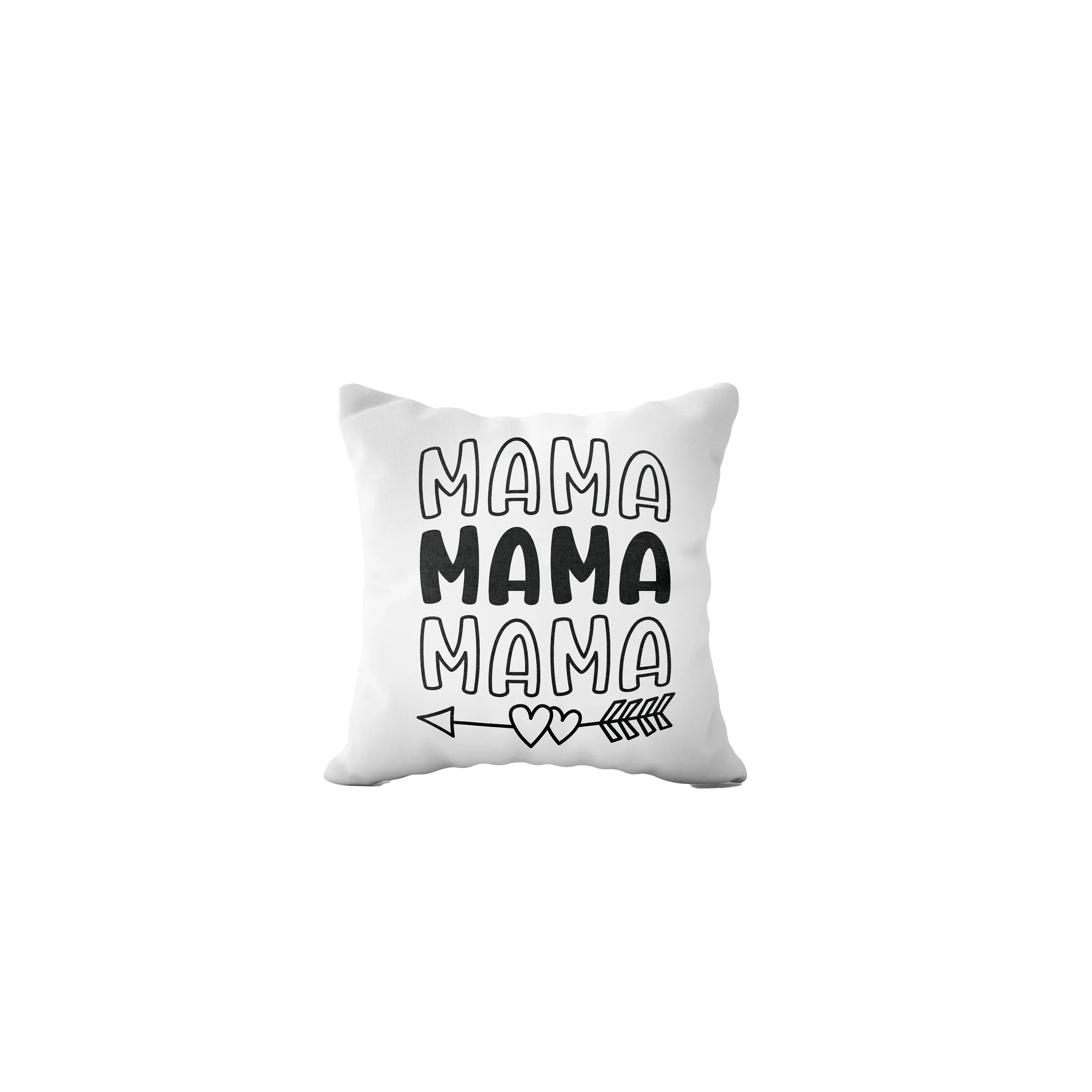 Biała poduszka z napisem MAMA i strzałką z sercami, idealny prezent dla mamy
