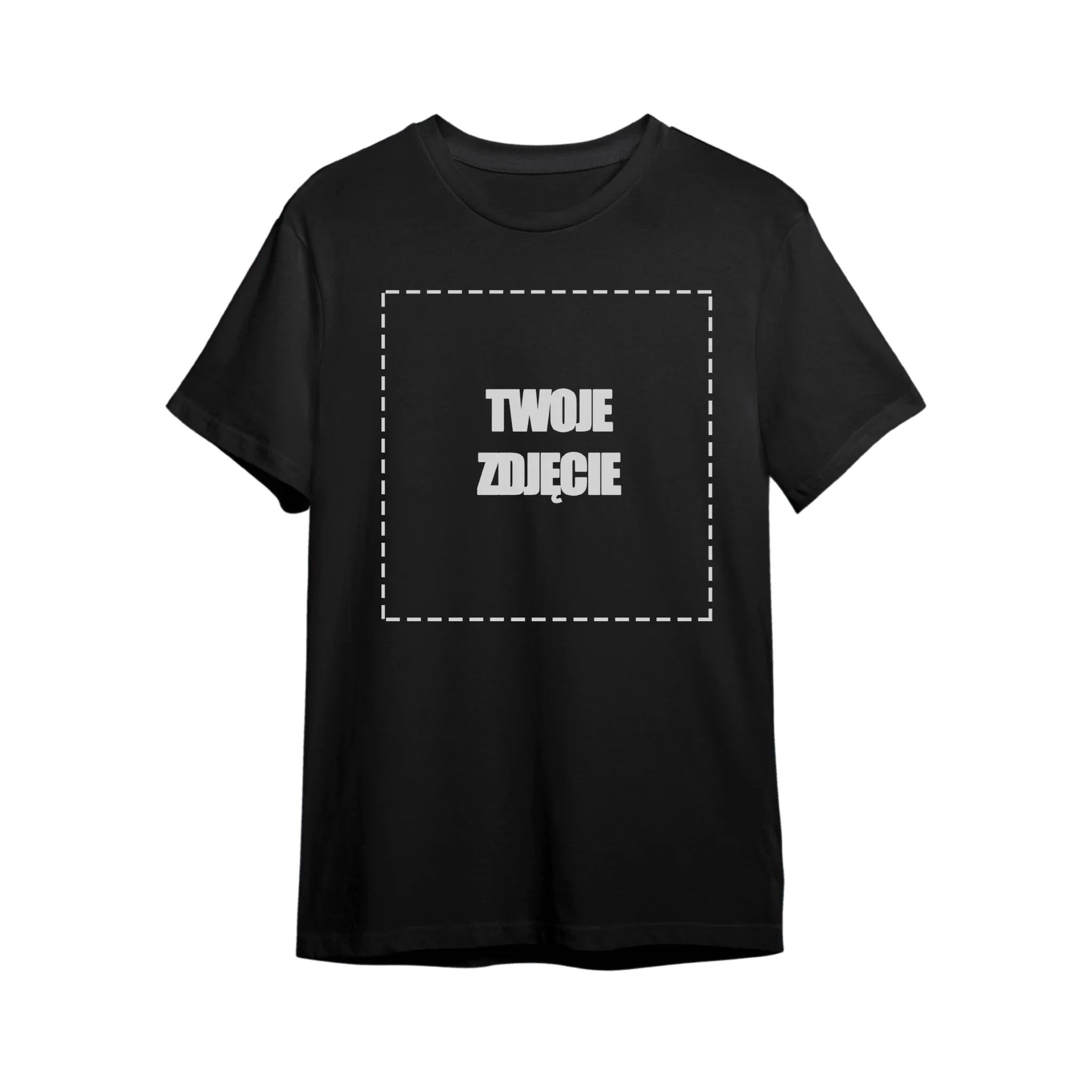 Czarny t-shirt z miejscem na Twoje zdjęcie – idealny personalizowany prezent na każdą okazję