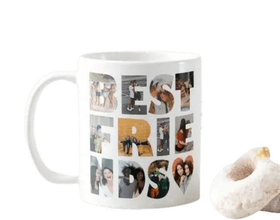 Personalizowana filiżanka z napisem BEST FRIENDS i zdjęciami, idealny prezent dla przyjaciół