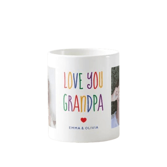 Personalizowany Kubek - LOVE YOU GRANDPA z Twoim zdjęciem na prezent - Mejkmi - Personalizowane Prezenty Dla Twoich Bliskich!