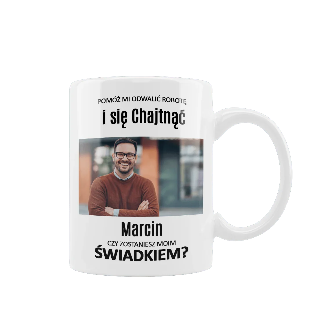Personalizowana filiżanka z imieniem Marcin i śmiesznym napisem, idealny prezent na każdą okazję