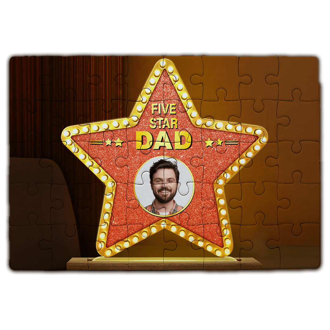 Personalizowane puzzle five star dad dla taty na Dzień Ojca